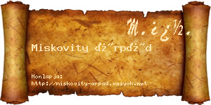 Miskovity Árpád névjegykártya